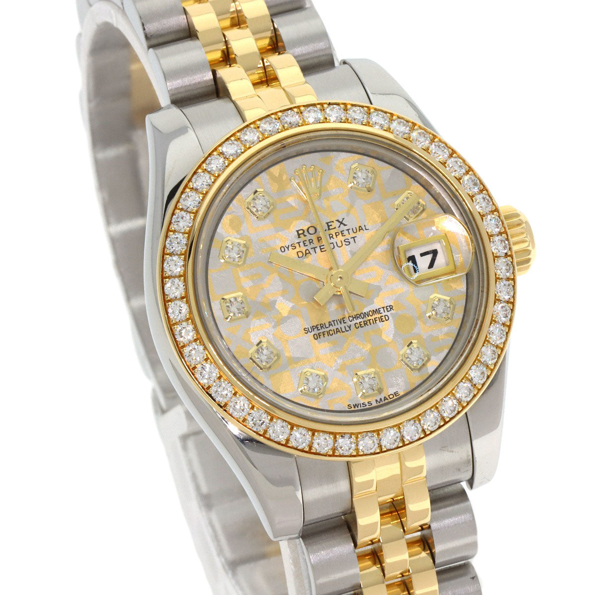 ROLEX Datejust 10P Bezel Diamond Gold Crystal Watches 179383G Stainless Steel/SSxK18YG Ladies