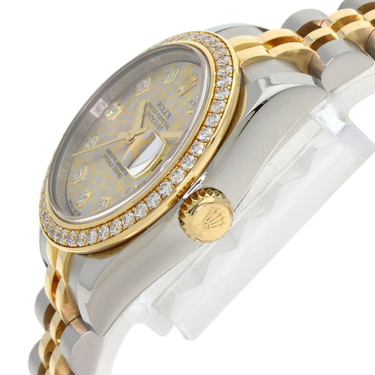 ROLEX Datejust 10P Bezel Diamond Gold Crystal Watches 179383G Stainless Steel/SSxK18YG Ladies