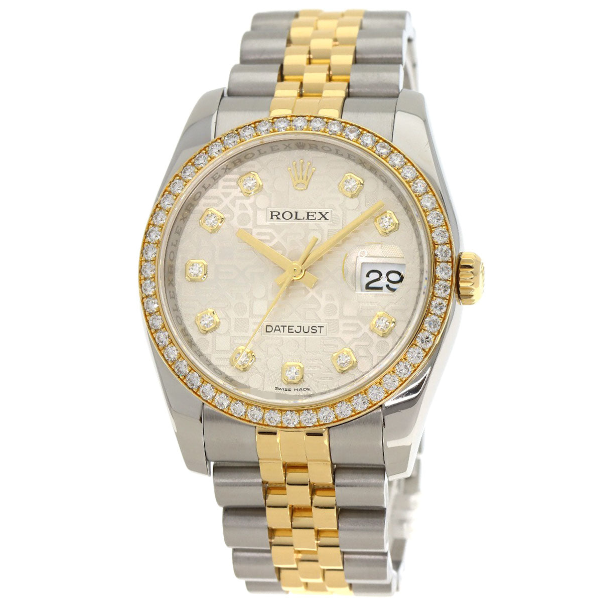 ROLEX Datejust 10P Bezel Diamond Watches 116243G Stainless Steel/SSxK18YG mens