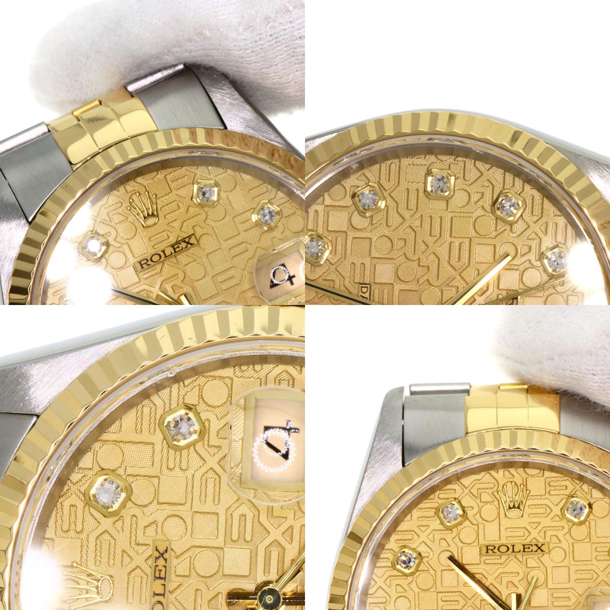 ROLEX DATEJUST 10P Diamond Watches 16233G Stainless Steel/SSxK18YG mens