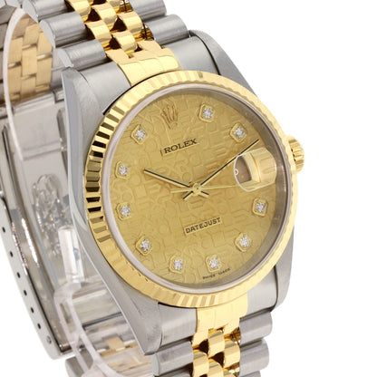ROLEX DATEJUST 10P Diamond Watches 16233G Stainless Steel/SSxK18YG mens