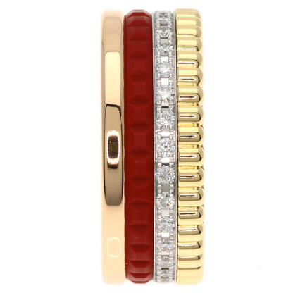 Boucheron Quatre Small Red Ceramic Diamond JRG0293847 Ring K18 Pink Gold Ladies [Used]