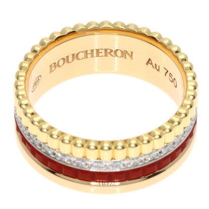 Boucheron Quatre Small Red Ceramic Diamond JRG0293847 Ring K18 Pink Gold Ladies [Used]