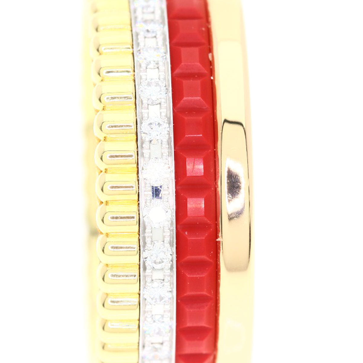 Boucheron Quatre Small Red Ceramic Diamond JRG0293847 Ring K18 Pink Gold Ladies [Used]