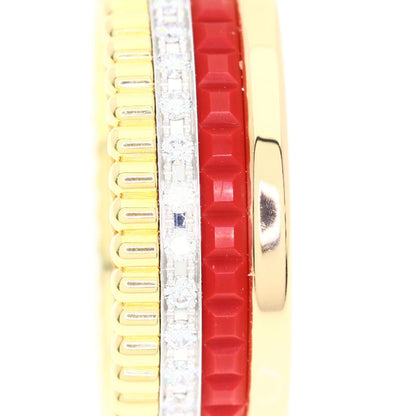 Boucheron Quatre Small Red Ceramic Diamond JRG0293847 Ring K18 Pink Gold Ladies [Used]