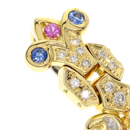 MITSUO KAJI Enamel Sapphire Ruby Diamond Pendant top K18 Yellow Gold Ladies [Used]