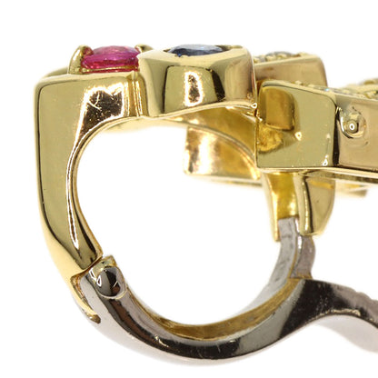 MITSUO KAJI Enamel Sapphire Ruby Diamond Pendant top K18 Yellow Gold Ladies [Used]