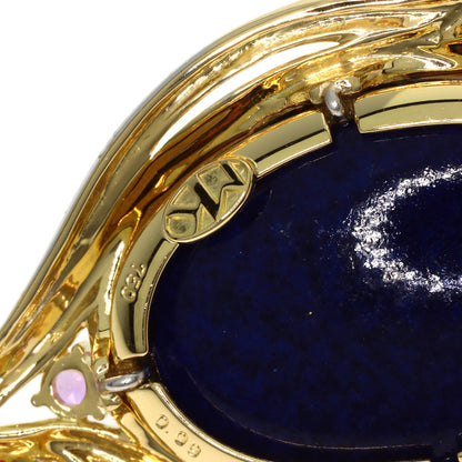 MITSUO KAJI Enamel Sapphire Ruby Diamond Pendant top K18 Yellow Gold Ladies [Used]