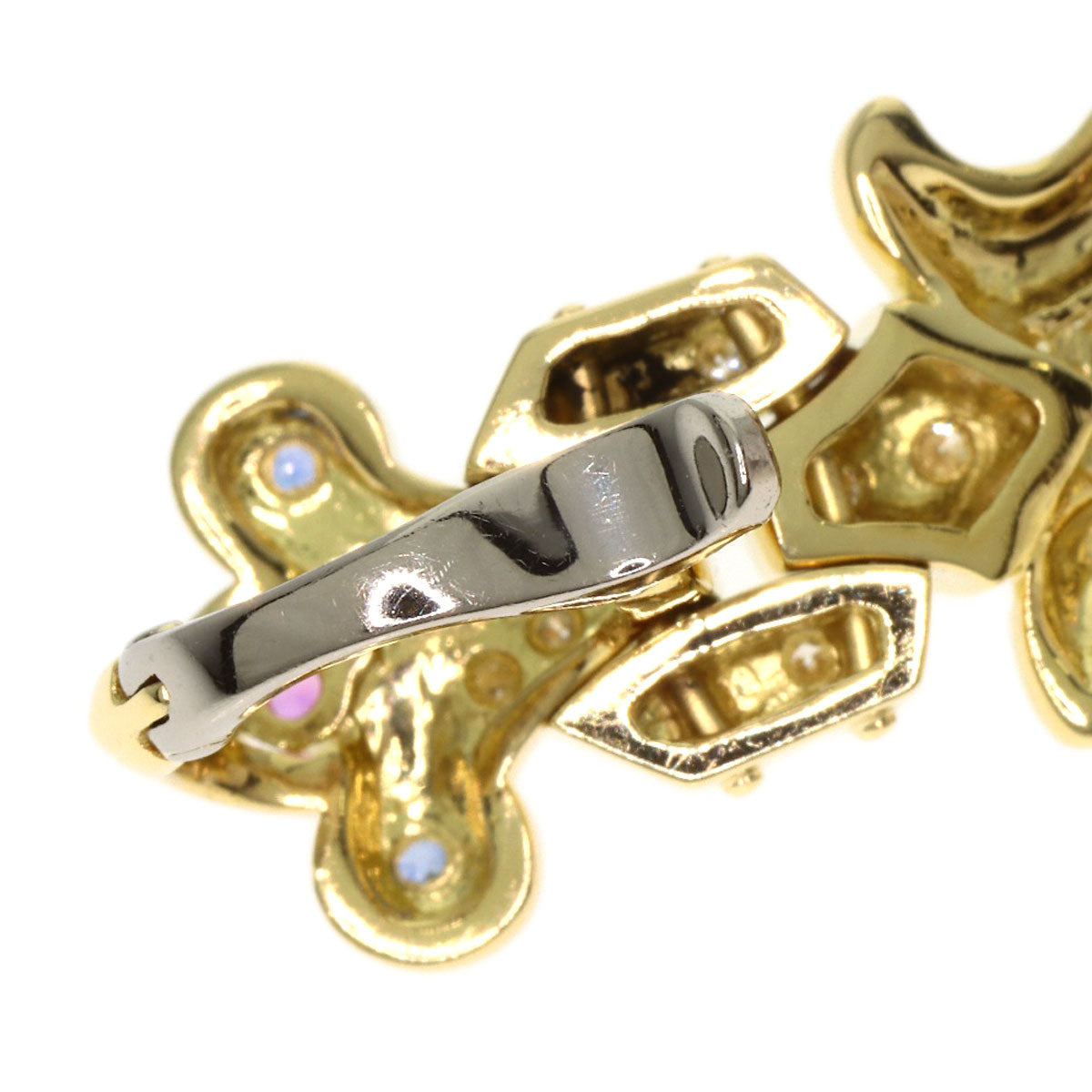 MITSUO KAJI Enamel Sapphire Ruby Diamond Pendant top K18 Yellow Gold Ladies [Used]