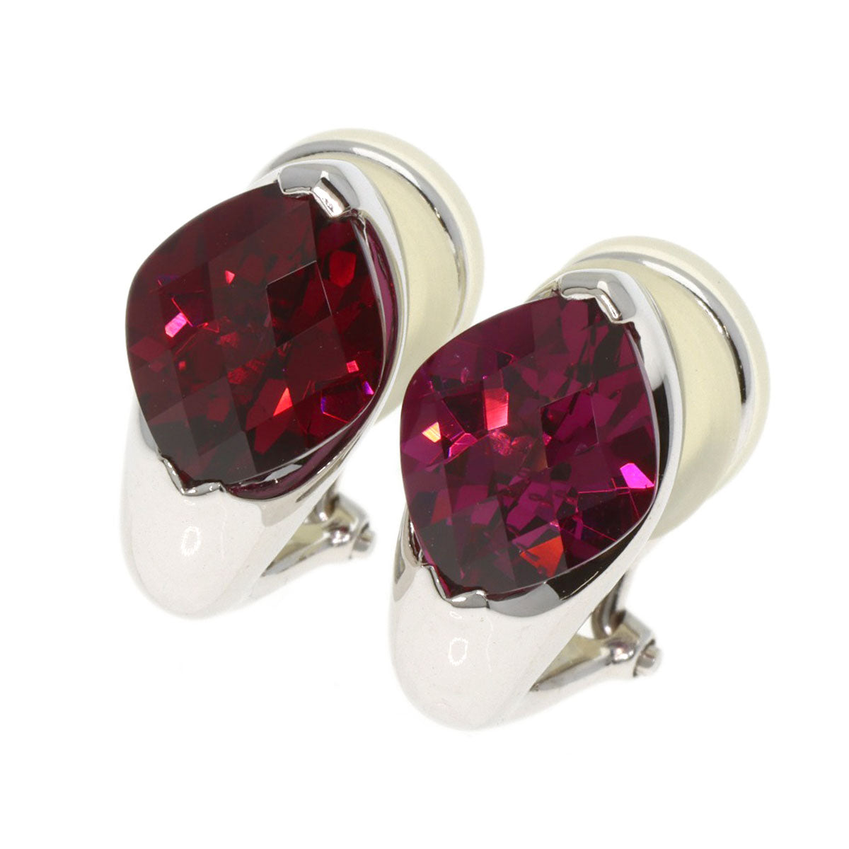 TASAKI Garnet Earring K18 White Gold Ladies [Used]