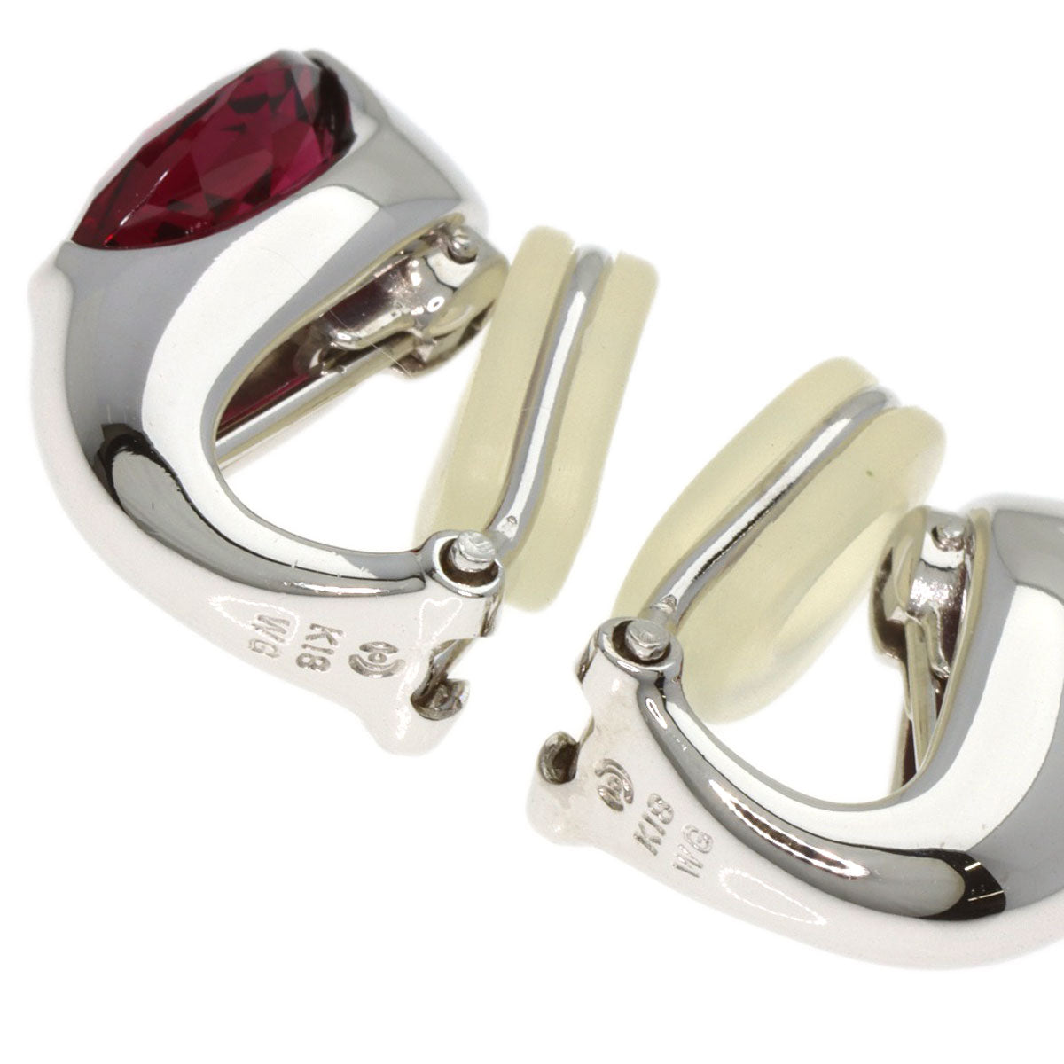 TASAKI Garnet Earring K18 White Gold Ladies [Used]