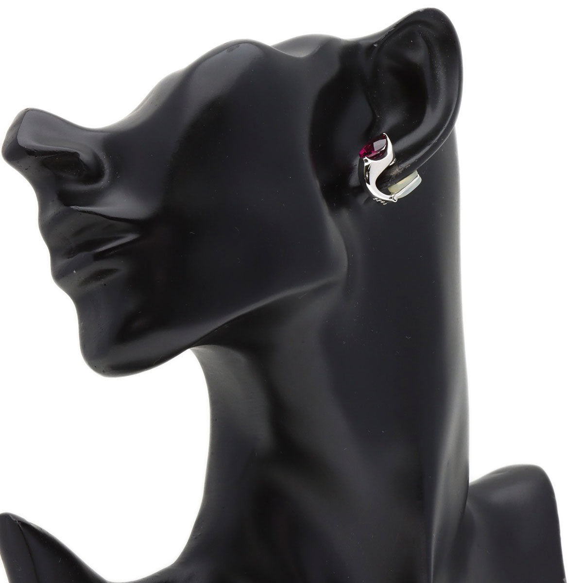 TASAKI Garnet Earring K18 White Gold Ladies [Used]