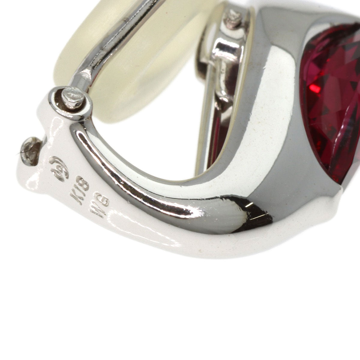 TASAKI Garnet Earring K18 White Gold Ladies [Used]