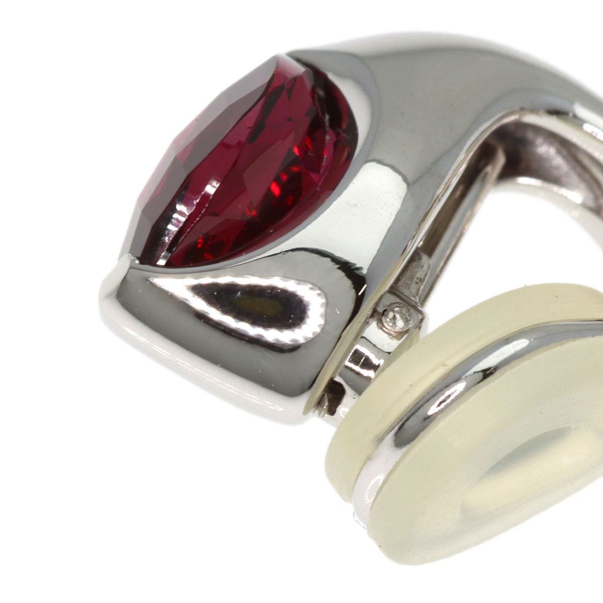 TASAKI Garnet Earring K18 White Gold Ladies [Used]