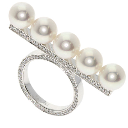 TASAKI Balance Signature Pavé Diamond Akoya Pearl Ring K18 White Gold Ladies [Used]