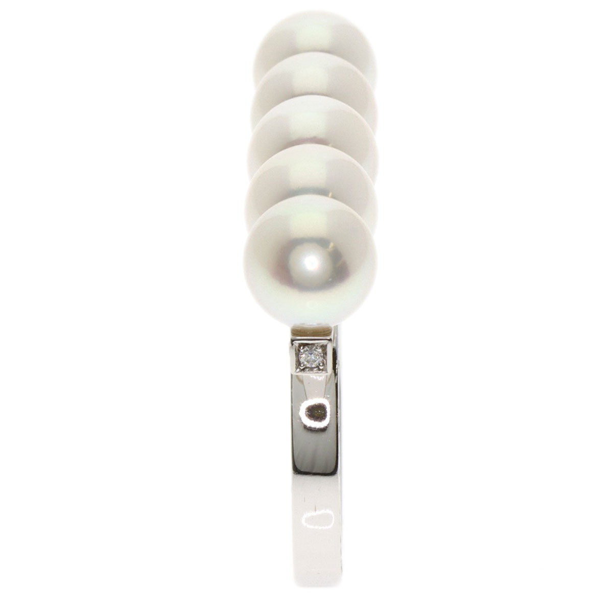 TASAKI Balance Signature Pavé Diamond Akoya Pearl Ring K18 White Gold Ladies [Used]