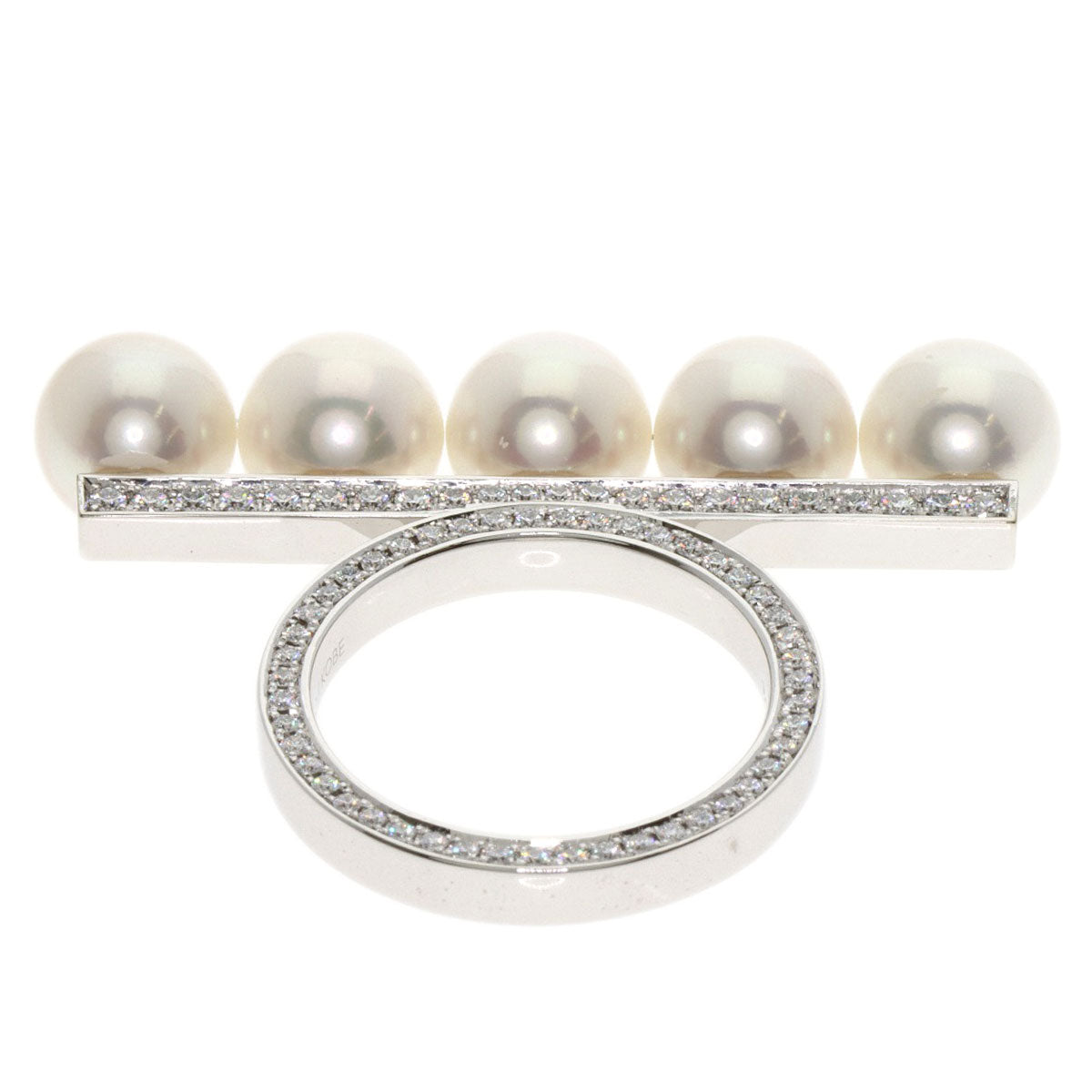 TASAKI Balance Signature Pavé Diamond Akoya Pearl Ring K18 White Gold Ladies [Used]