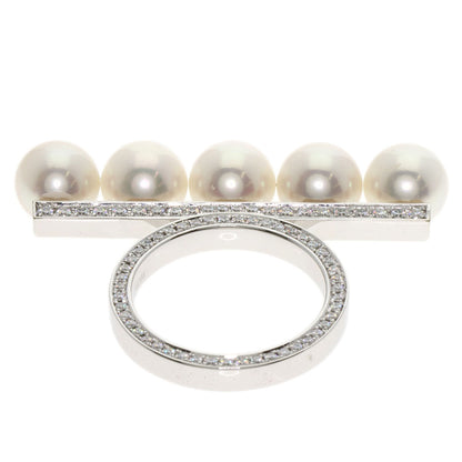 TASAKI Balance Signature Pavé Diamond Akoya Pearl Ring K18 White Gold Ladies [Used]