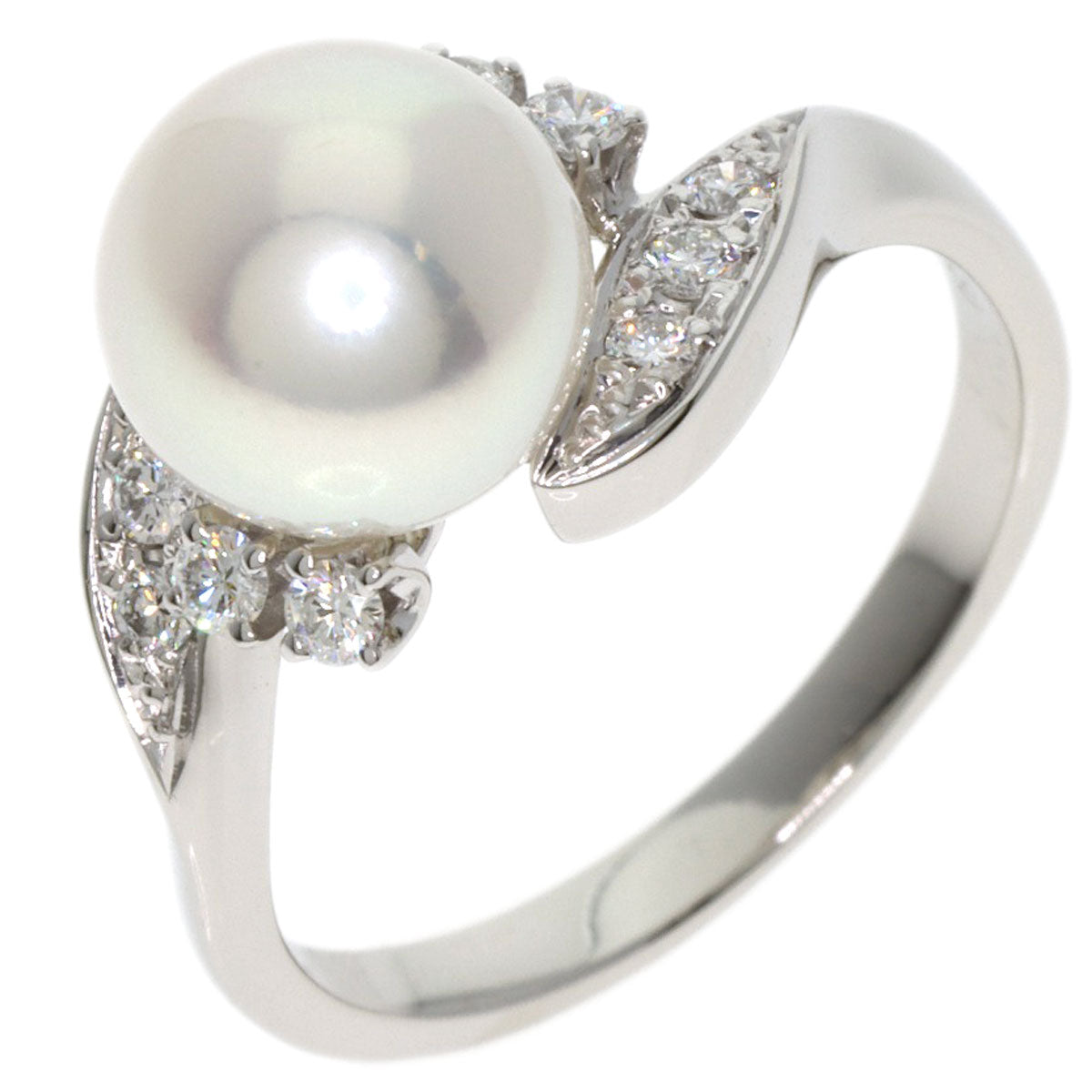 MIKIMOTO Akoya Pearl Pearl Diamond Ring Platinum PT950 Ladies [Used]
