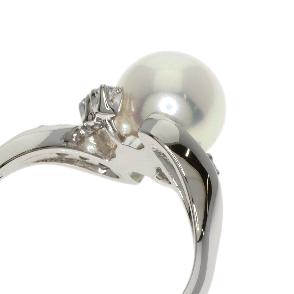 MIKIMOTO Akoya Pearl Pearl Diamond Ring Platinum PT950 Ladies [Used]