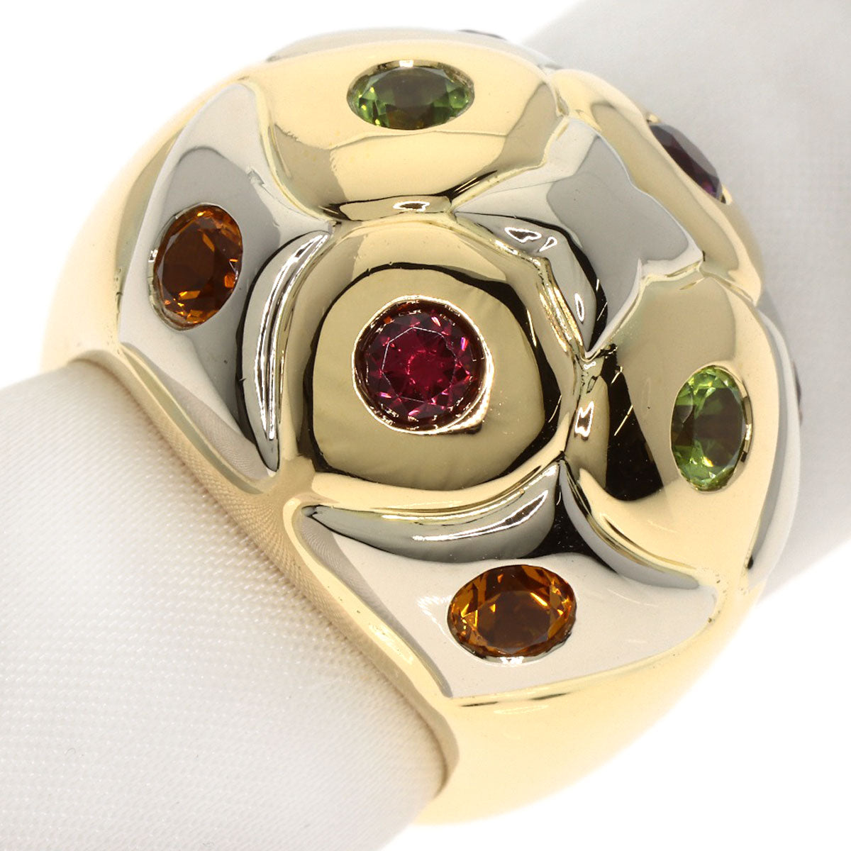 BVLGARI Loto Peridot Rhodorite Garnet Citrin Ring K18 Yellow Gold Ladies [Used]