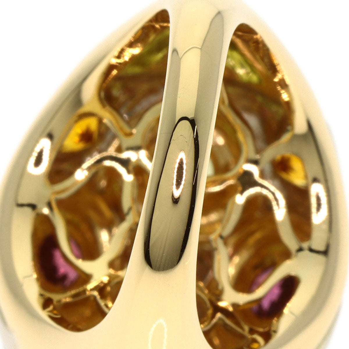 BVLGARI Loto Peridot Rhodorite Garnet Citrin Ring K18 Yellow Gold Ladies [Used]