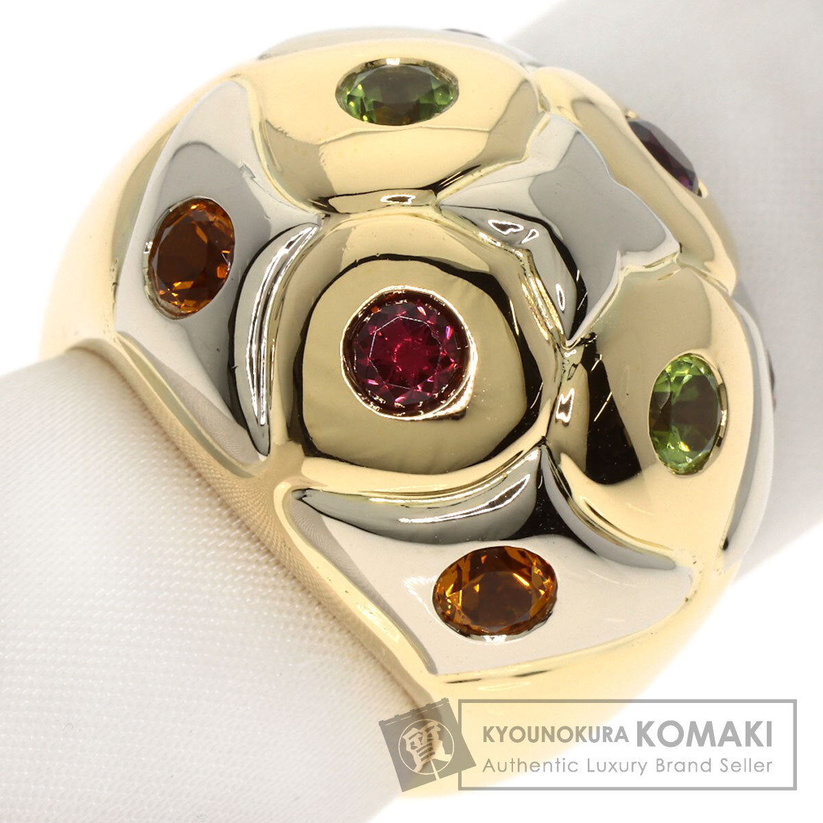 BVLGARI Loto Peridot Rhodorite Garnet Citrin Ring K18 Yellow Gold Ladies [Used]