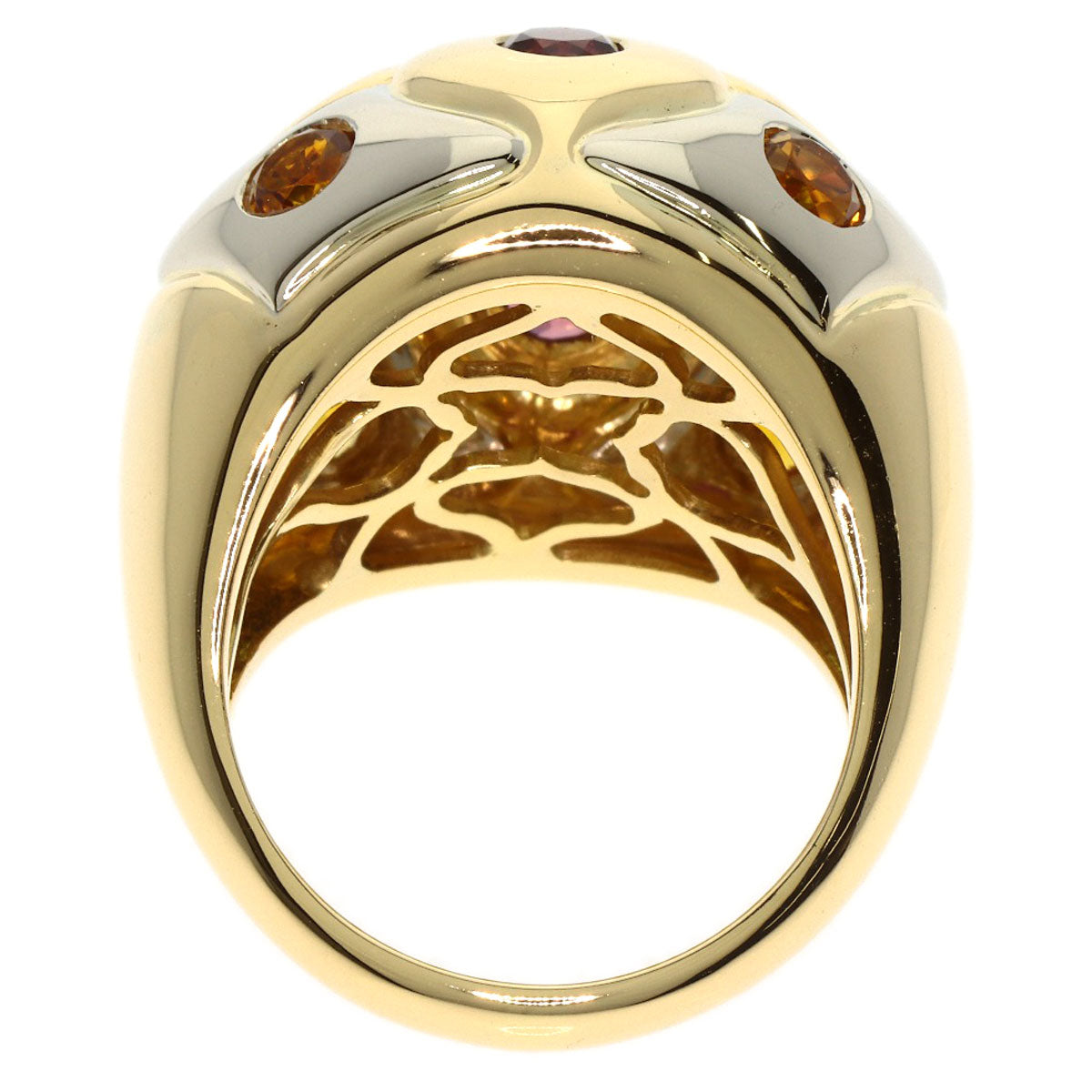 BVLGARI Loto Peridot Rhodorite Garnet Citrin Ring K18 Yellow Gold Ladies [Used]