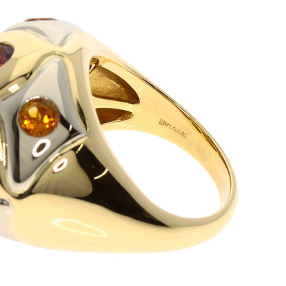 BVLGARI Loto Peridot Rhodorite Garnet Citrin Ring K18 Yellow Gold Ladies [Used]