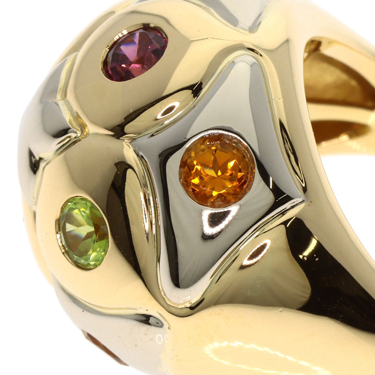 BVLGARI Loto Peridot Rhodorite Garnet Citrin Ring K18 Yellow Gold Ladies [Used]