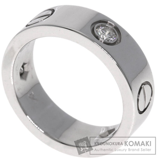 CARTIER love ring half diamond # 48 Ring K18 White Gold Ladies [Used]