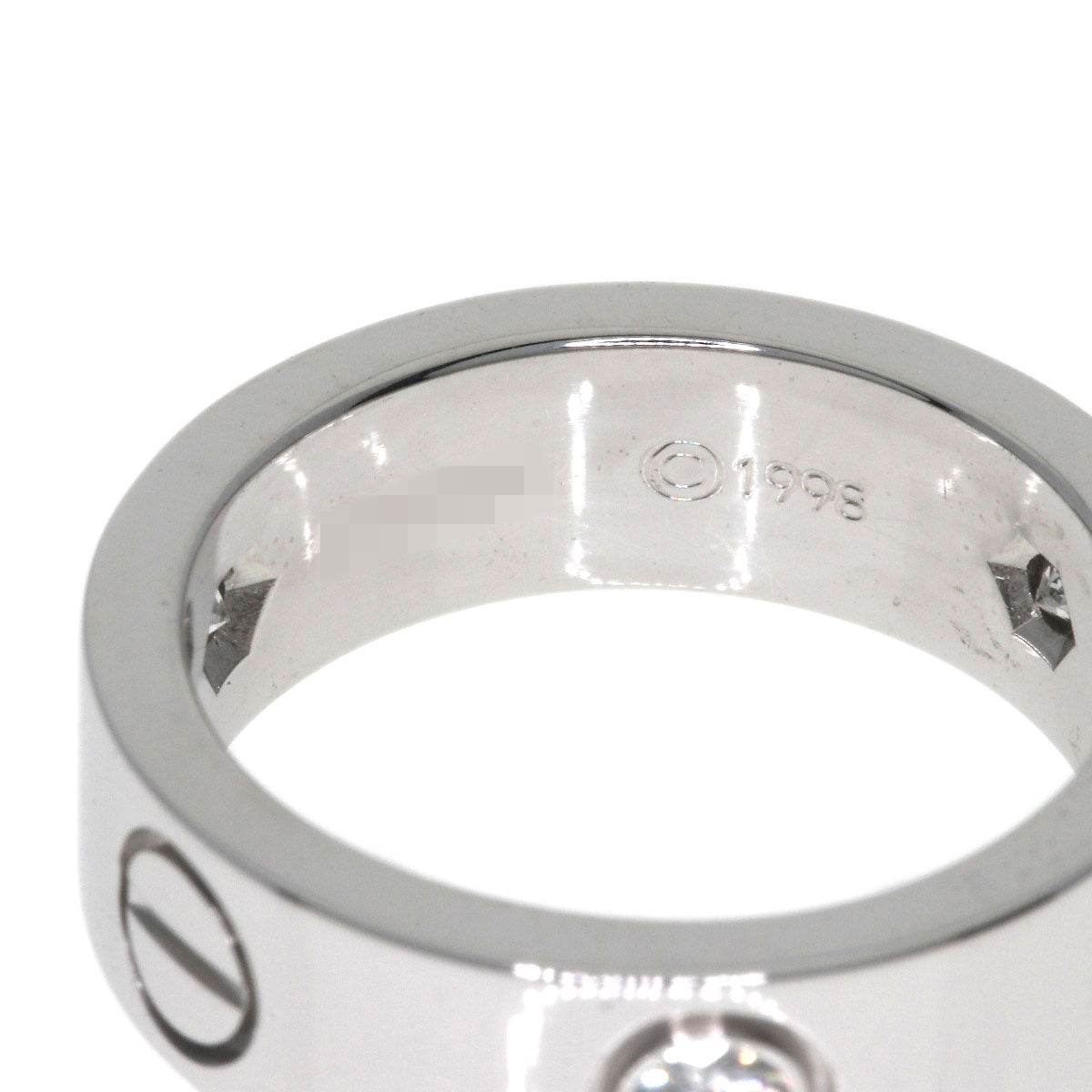 CARTIER love ring half diamond # 48 Ring K18 White Gold Ladies [Used]