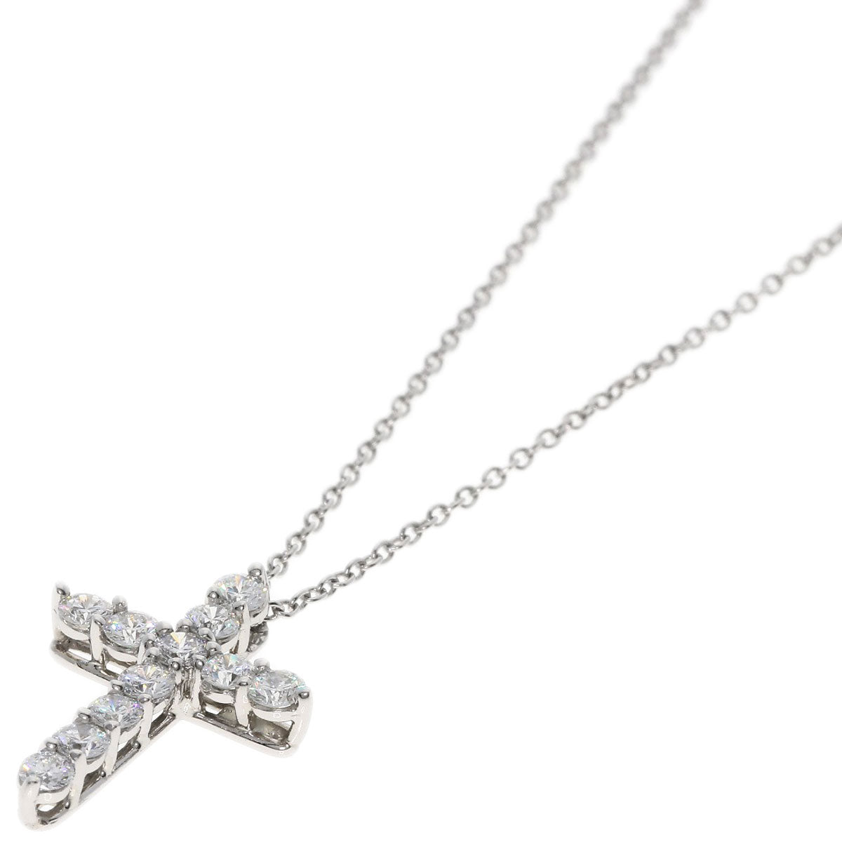 TIFFANY&Co. Small cross diamond Necklace Platinum PT950 Ladies [Used]