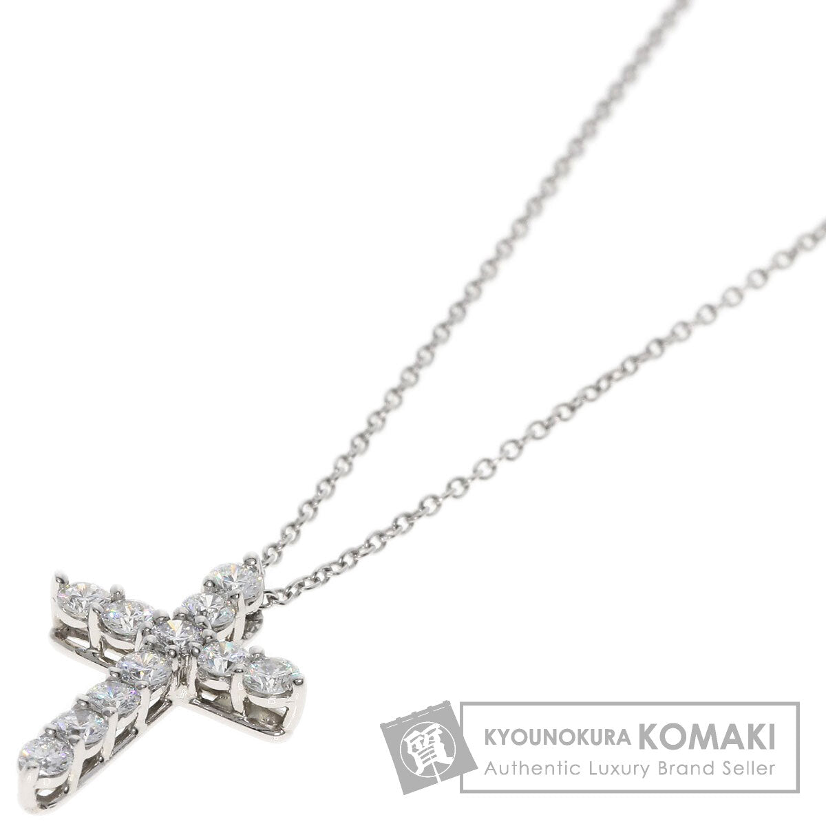 TIFFANY&Co. Small cross diamond Necklace Platinum PT950 Ladies [Used]