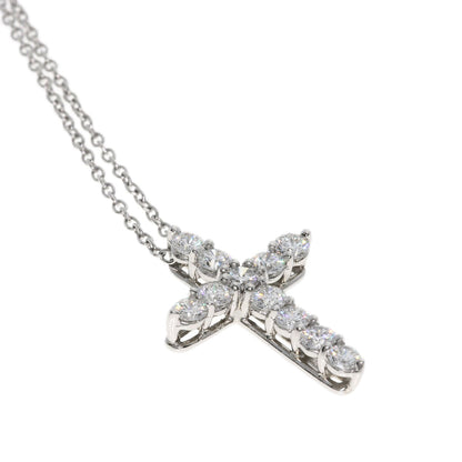 TIFFANY&Co. Small cross diamond Necklace Platinum PT950 Ladies [Used]