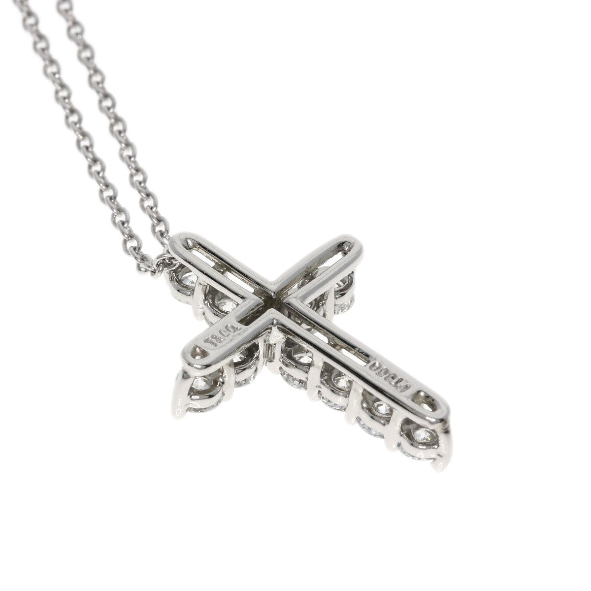 TIFFANY&Co. Small cross diamond Necklace Platinum PT950 Ladies [Used]