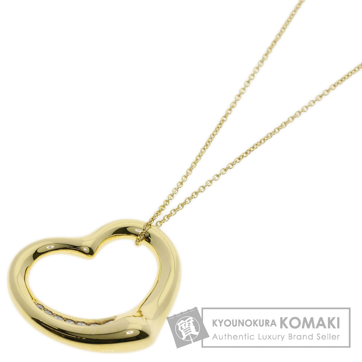 TIFFANY&Co. Open Heart Diamond Necklace K18 Yellow Gold Ladies [Used]