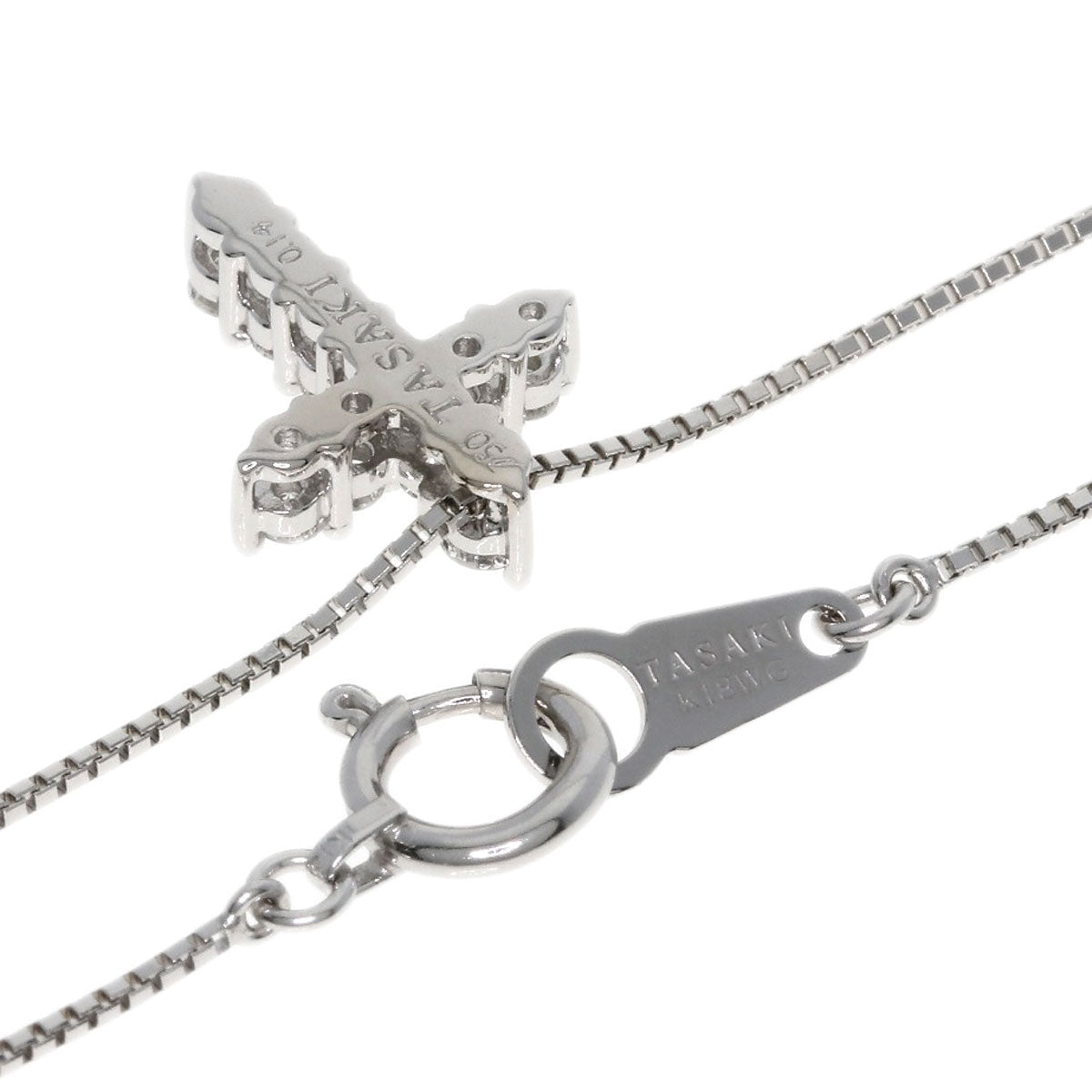 TASAKI Cross diamond Necklace K18 White Gold Ladies [Used]
