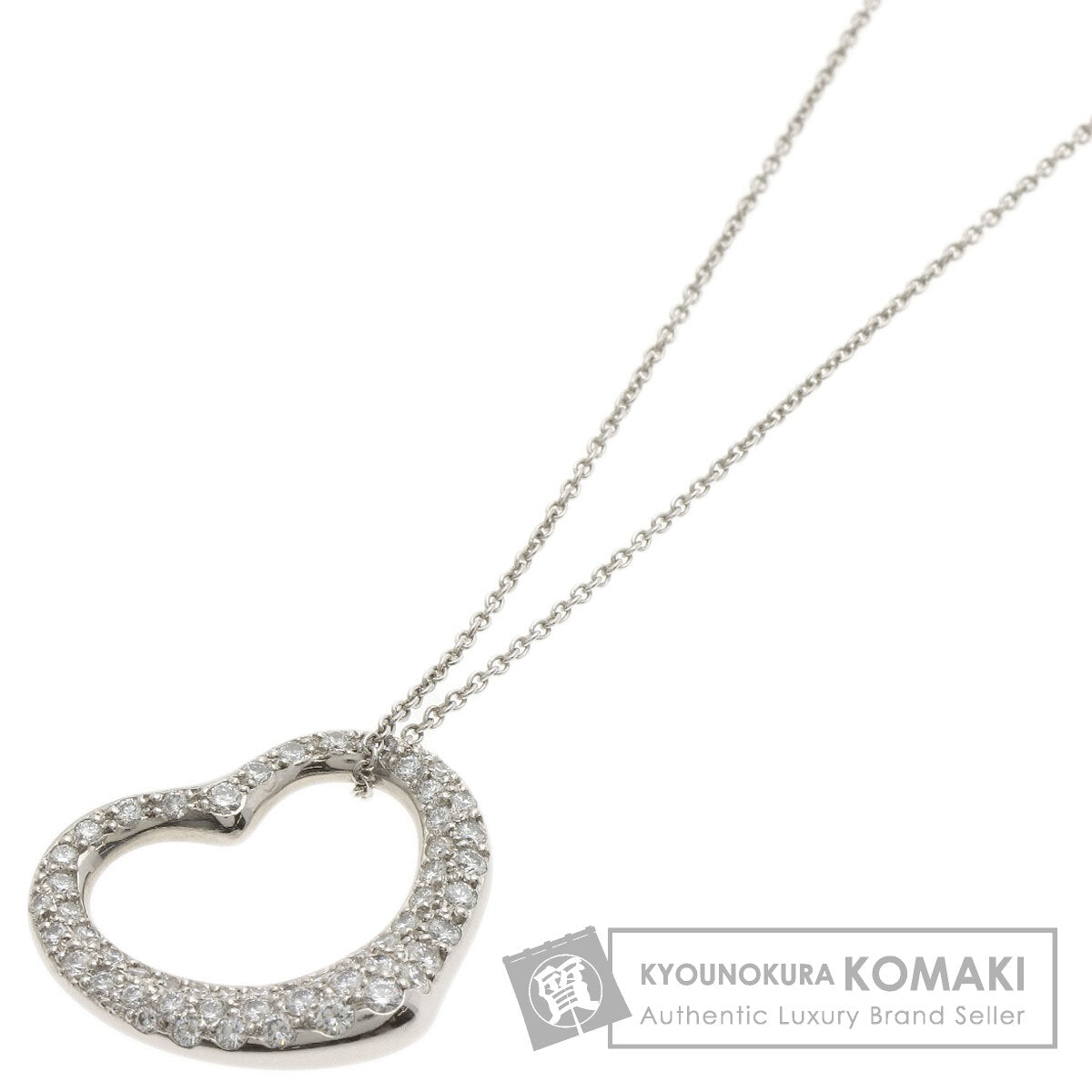 TIFFANY&Co. Open Heart Full Pave Diamond Necklace Platinum PT950 Ladies [Used]