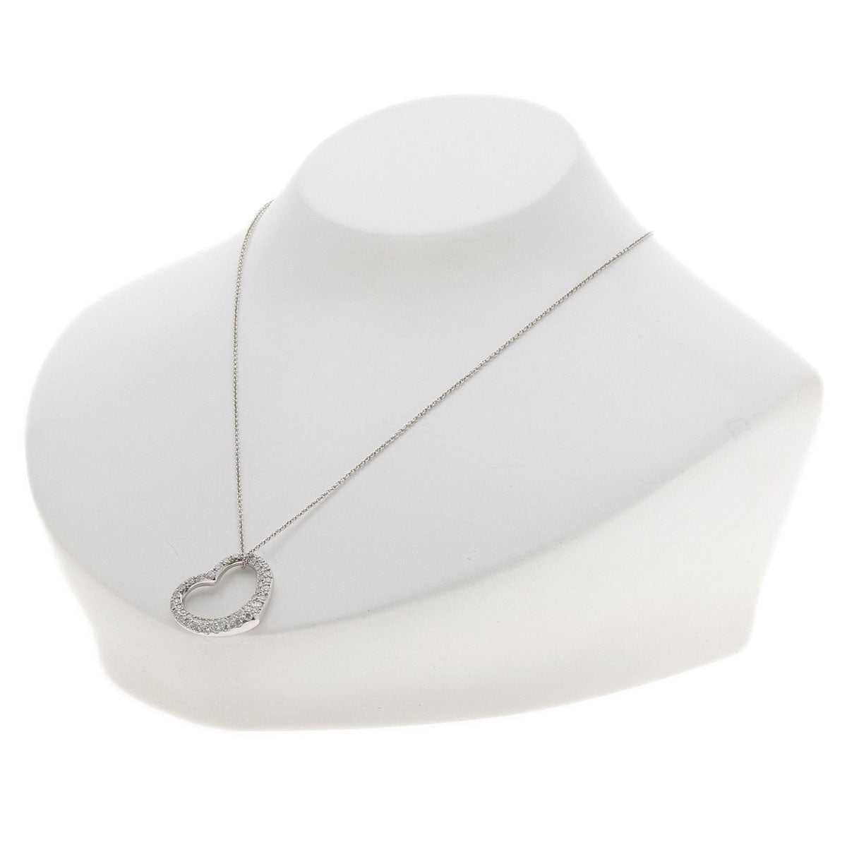 TIFFANY&Co. Open Heart Full Pave Diamond Necklace Platinum PT950 Ladies [Used]