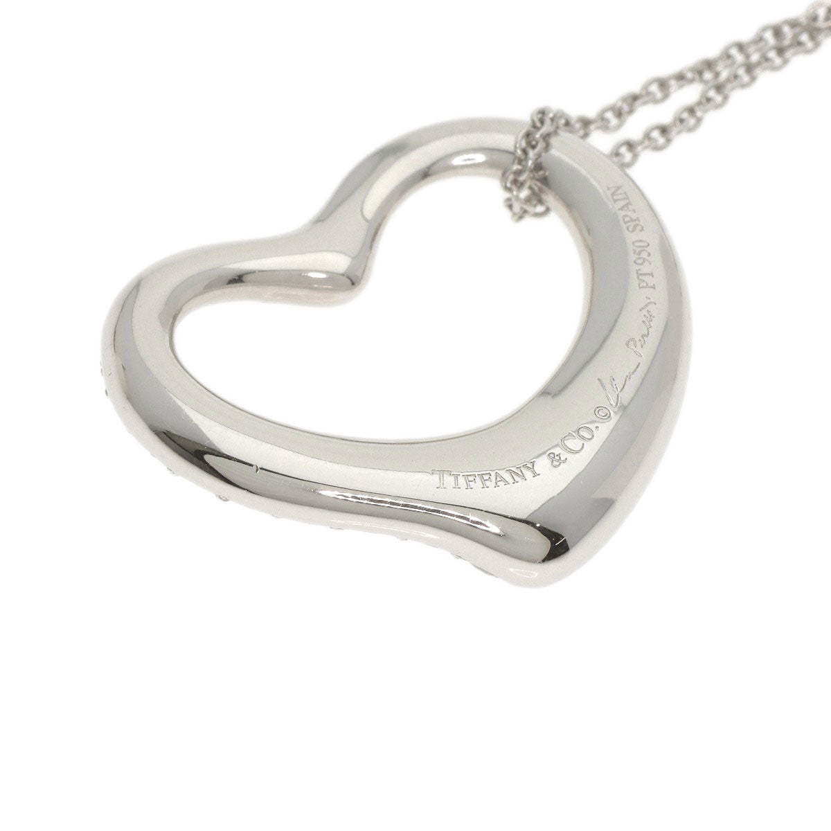 TIFFANY&Co. Open Heart Full Pave Diamond Necklace Platinum PT950 Ladies [Used]