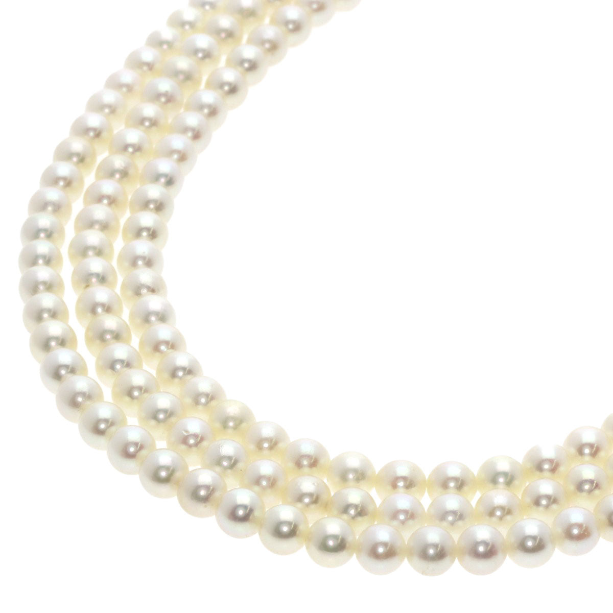 MIKIMOTO Pearl Pearl 3 rows Necklace Silver Ladies [Used]