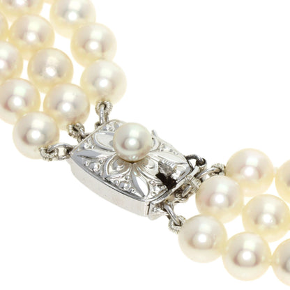 MIKIMOTO Pearl Pearl 3 rows Necklace Silver Ladies [Used]