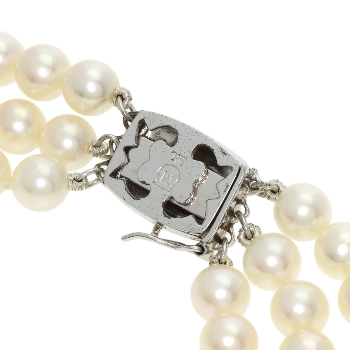MIKIMOTO Pearl Pearl 3 rows Necklace Silver Ladies [Used]