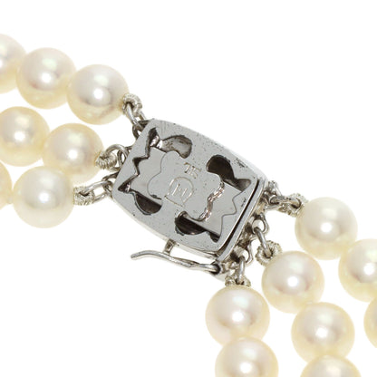 MIKIMOTO Pearl Pearl 3 rows Necklace Silver Ladies [Used]