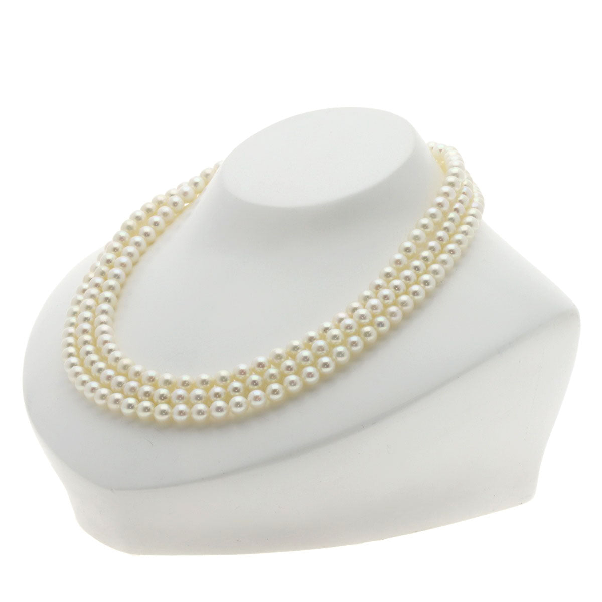 MIKIMOTO Pearl Pearl 3 rows Necklace Silver Ladies [Used]