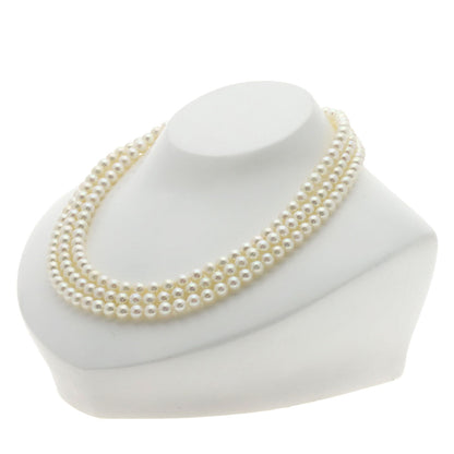 MIKIMOTO Pearl Pearl 3 rows Necklace Silver Ladies [Used]