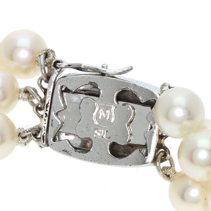 MIKIMOTO Pearl Pearl 3 rows Necklace Silver Ladies [Used]