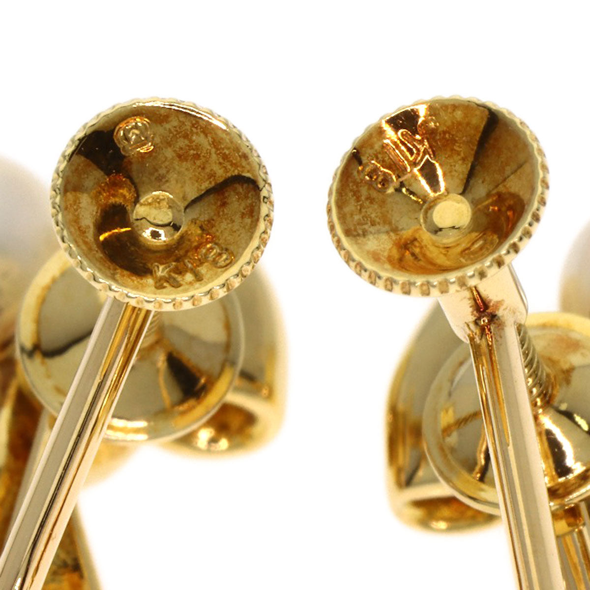 MIKIMOTO Ribbon Pearl Earring K18 Yellow Gold Ladies [Used]