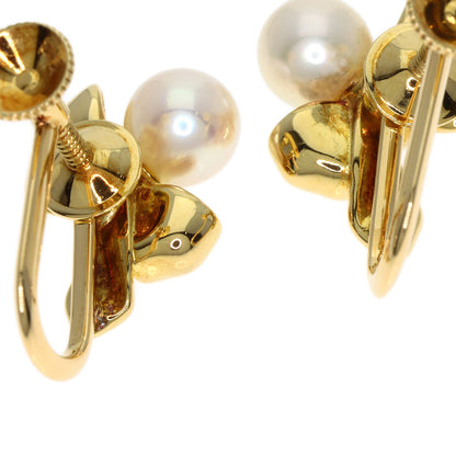 MIKIMOTO Ribbon Pearl Earring K18 Yellow Gold Ladies [Used]
